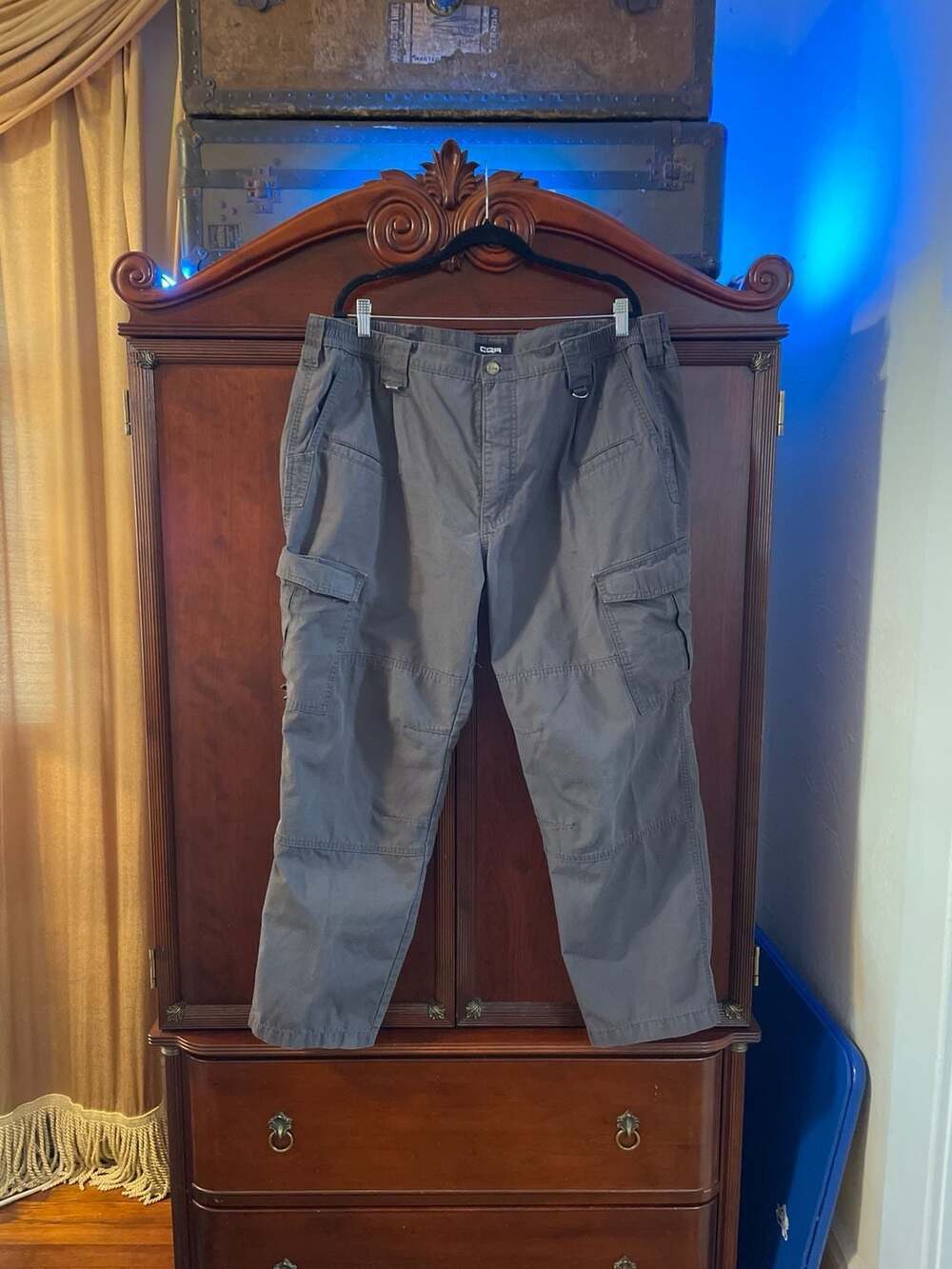 CQR Men's Tactical Cargo Pants Ripstop Workwear Charcoal 42Wx30L